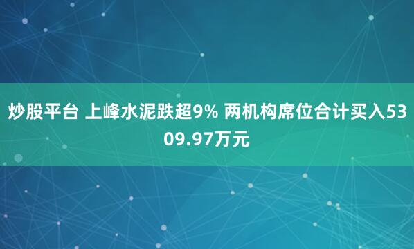 炒股平台 上峰水泥跌超9% 两机构席位合计买入5309.97万元