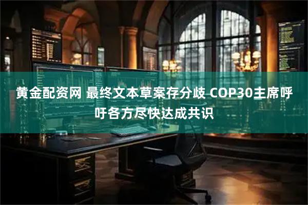 黄金配资网 最终文本草案存分歧 COP30主席呼吁各方尽快达成共识